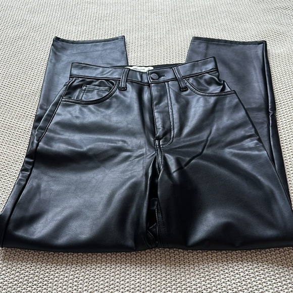 Abercrombie Ankle Straight high rise leather pants - Picture 3 of 3